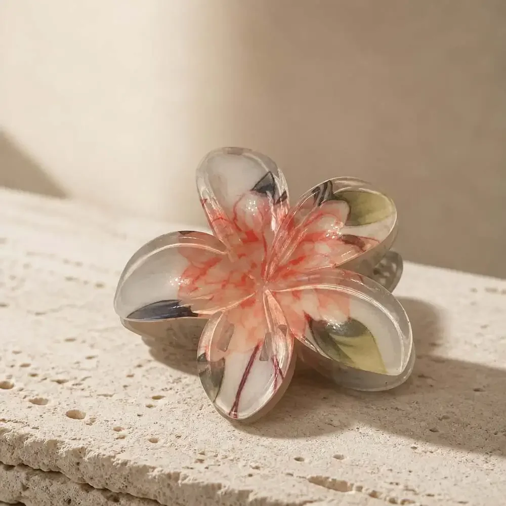Plero Acrylic Floral Hair Claw Clip Pink Flower Hair Accessory